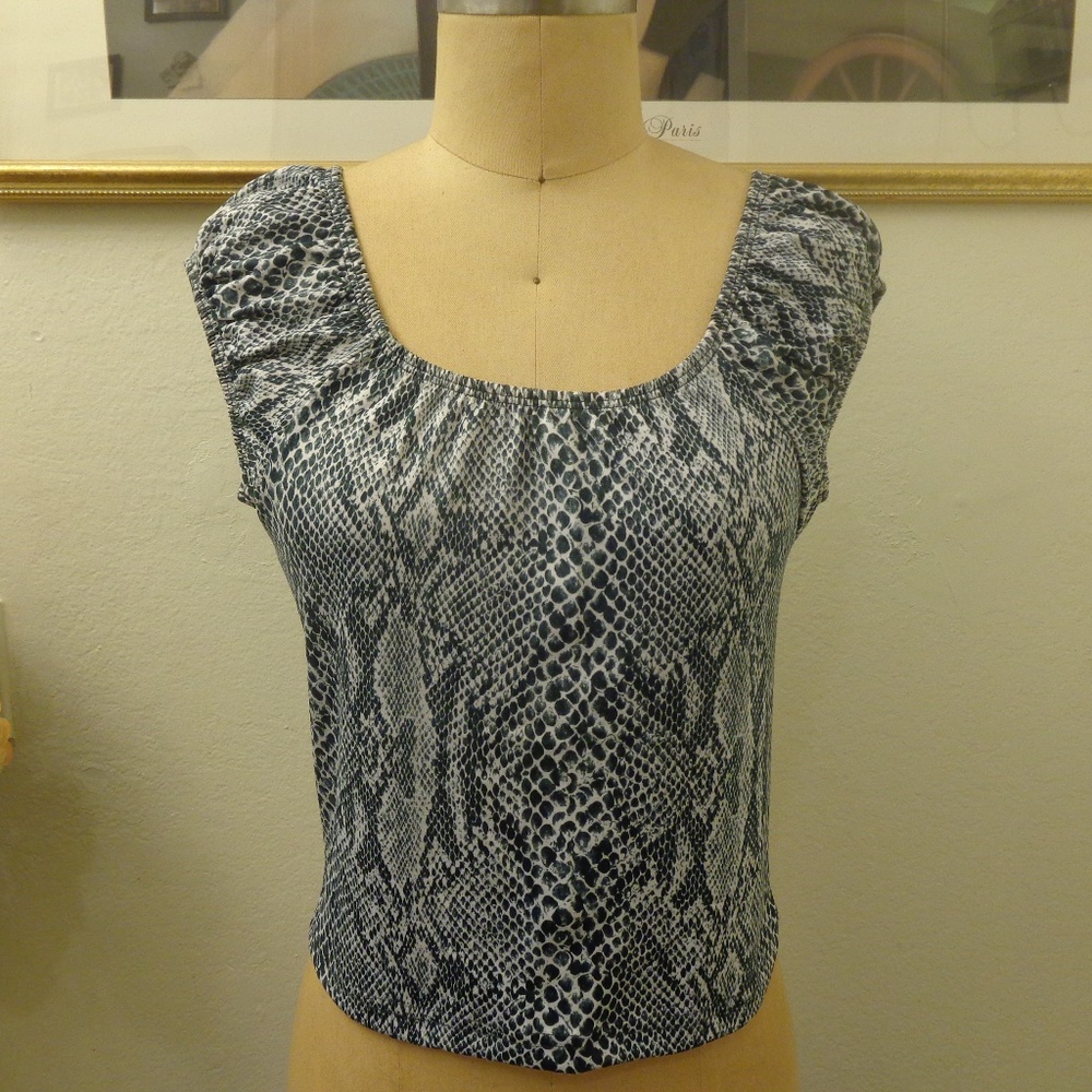 Hairspray Snake Skin Print Blouse Top